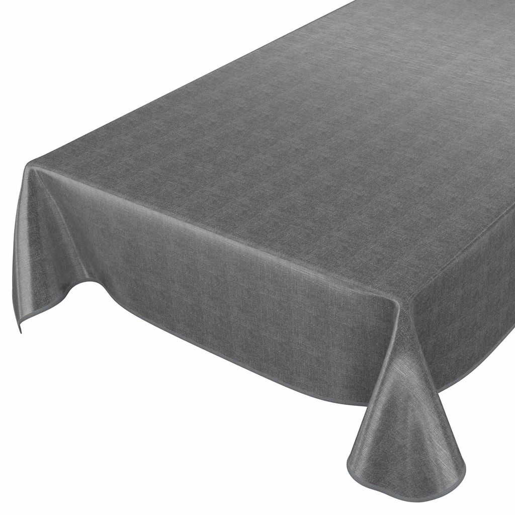 Tischdecke Wachstuch Einfarbig Grau Robust Wasserabweisend Breite 140 cm Länge 280 cm