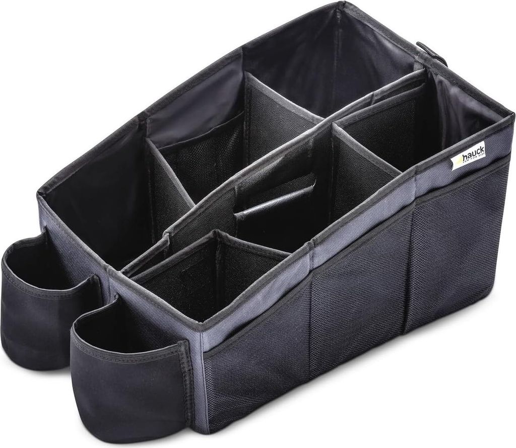 hauck Auto Organizer mit 2 Getränkehalter, 6 verstellbare Fächer & Tragegriff für Rücksitzbank Kinder Aufbewahrungsbox mit Tragegriff, Faltbar,...