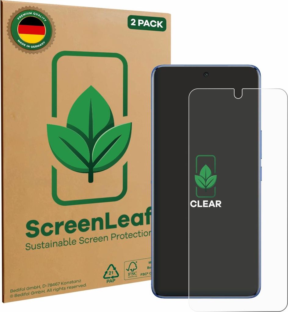 2x ScreenLeaf Schutzfolie für Vivo V50e nachhaltiger Displayschutz Display Schutz Folie Klar Transparent