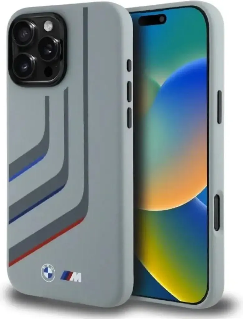 BMW Case iPhone 16 Pro Max 6.9 MagSafe Silicone Grigio Turning Lines