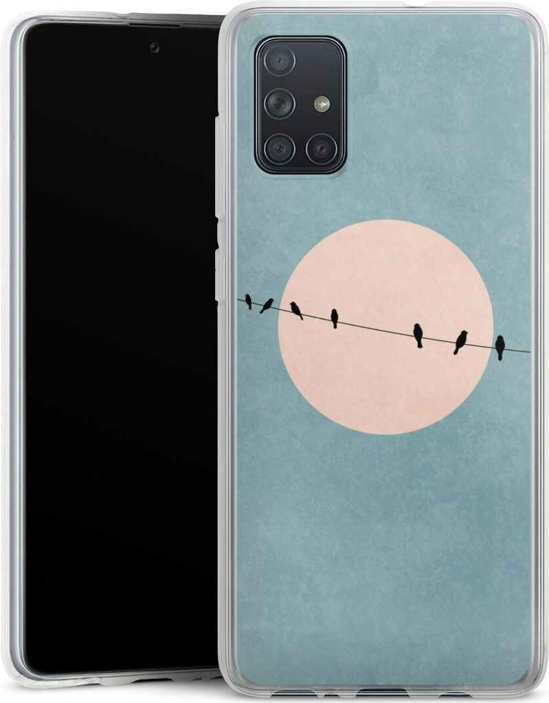 DeinDesign Handyhülle für Samsung Galaxy A71 Silikon Hülle Case Smartphone Schutzhülle Mond Vogel türkis
