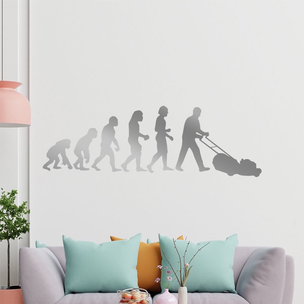KIWISTAR Evolution - Rasenmäher Hexler Gras Roboter Wandtattoo in 6 Größen - Wandaufkleber Wall Sticker - Dekoration, Küche, Wohnzimmer, Schlaf...