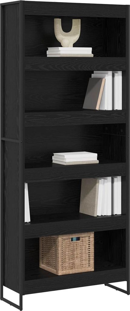 (Design 2026) Bücherregal 2 pcs - Montage erforderlich - Schwarz Eichen-Optik 80 x 30 x 155cm - HOMMIE 519918 - Bücherregale