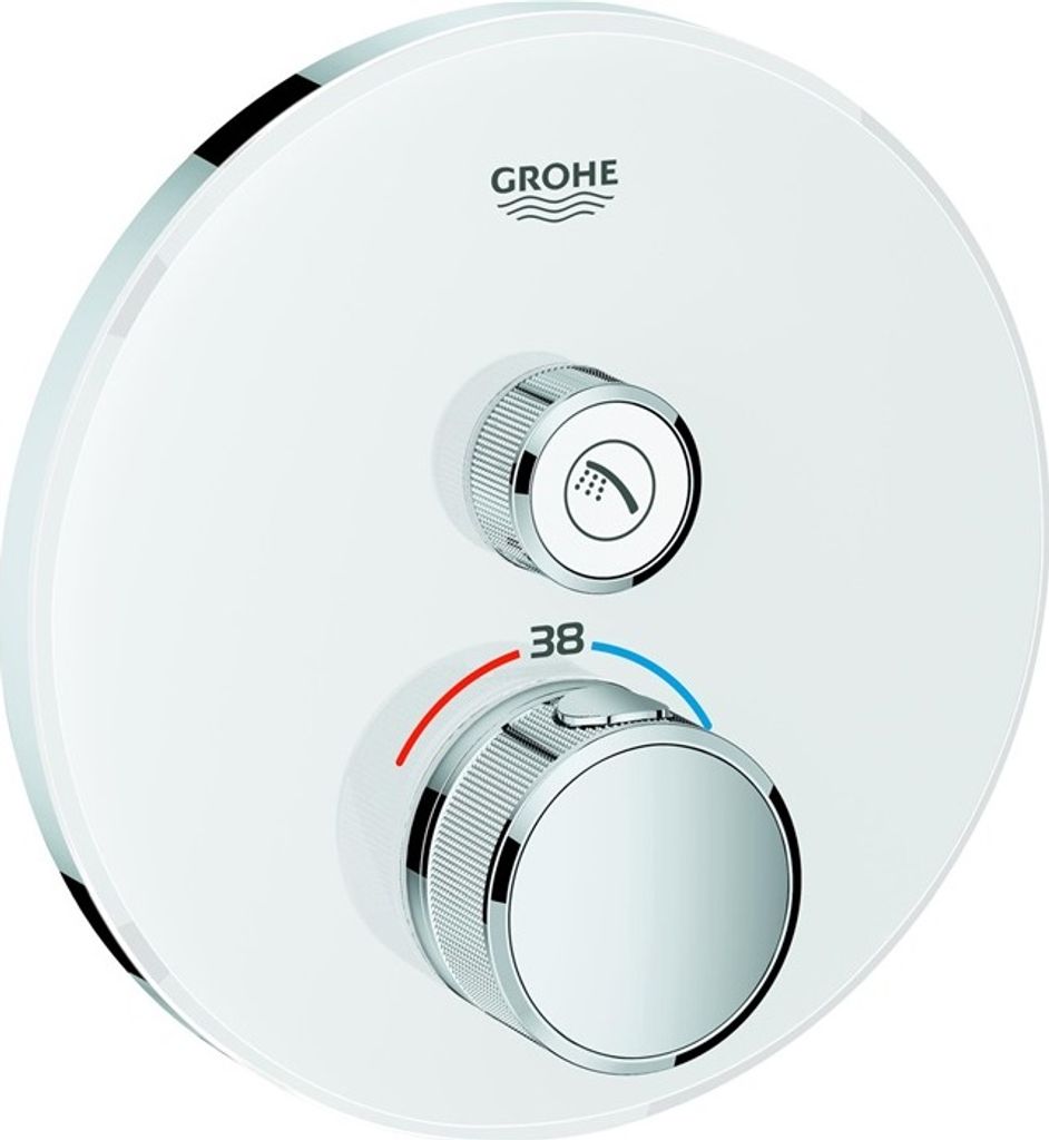 GROHE THERMOSTAT MIT 1 ABSPERRVENTIL, Badewanne, Drehventile, Metall, Weiß