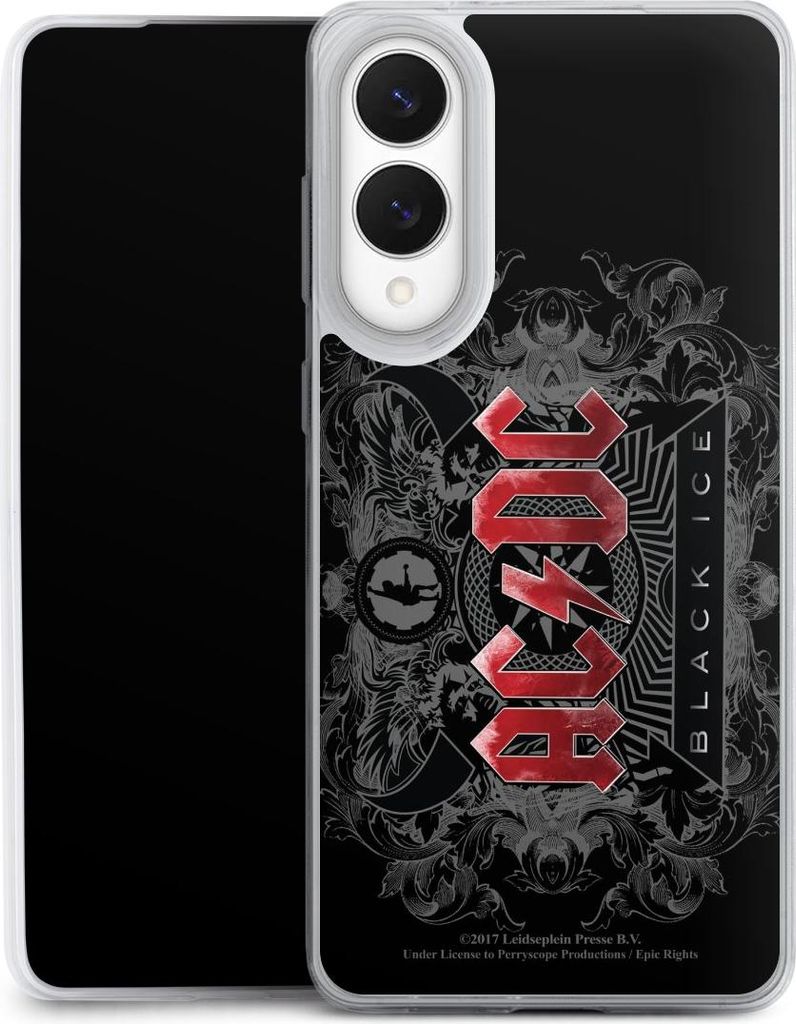 DeinDesign Slim Hülle für Samsung Galaxy S25 Edge Silikon Case Ultra Dünn Handyhülle ACDC Black Ice Fanartikel