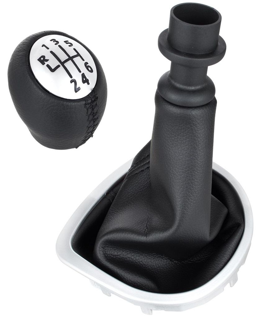 Renault Clio III 05-12 Schaltknauf SCHWARZES + SILBER + SCHWARZE Schaltmanschette mit SILBERNER Rahmen 6 GANG