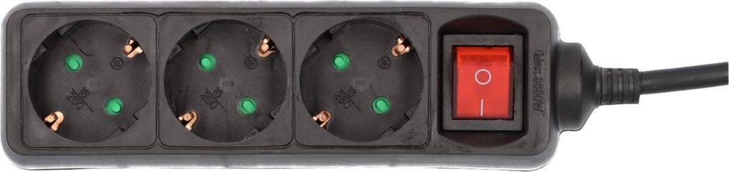 Unitec Steckdosenleiste 3 fach mit Schalter schwarz 3m