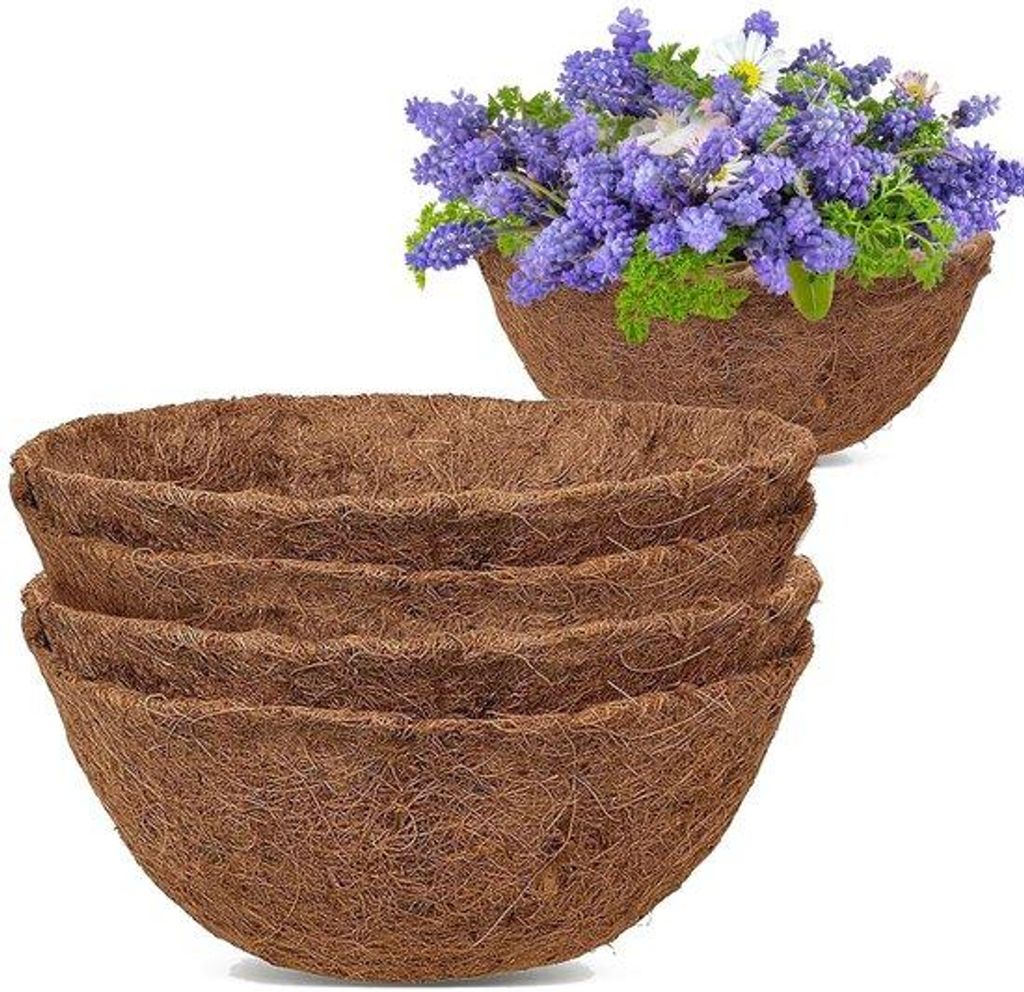 Kokosvezel-Set 4-teilig, runde Kokosfaser, 16 Zoll (40 cm), natürliches Kokosfasermaterial für Hängesessel, Fensterkörbe und Gartentöpfe (Inne...