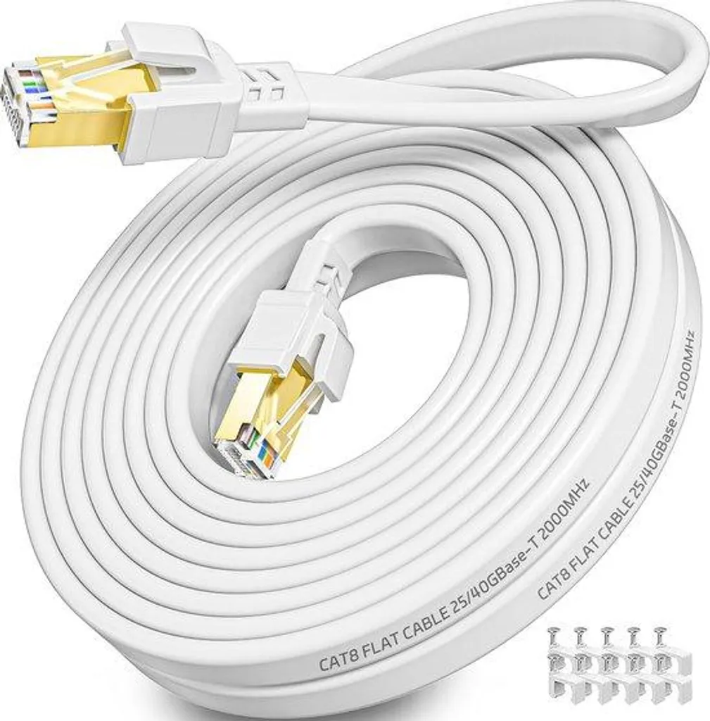 Câble Ethernet de 10m Cat 8 pour Gaming et Streaming 4K - RJ45 40 Gbps