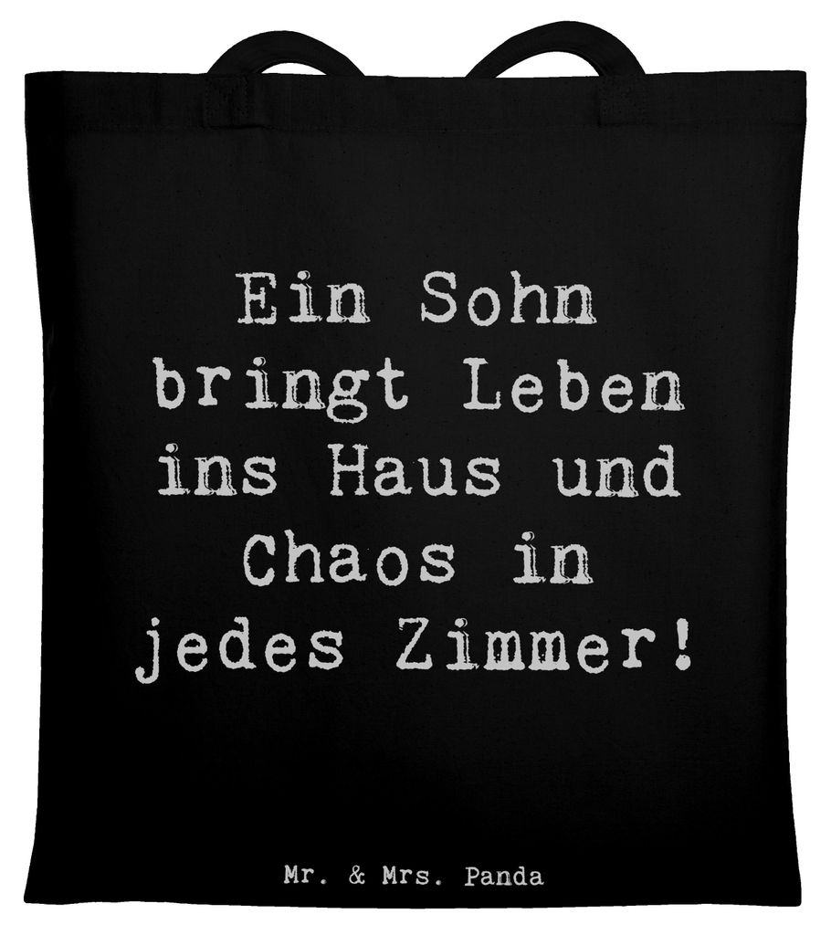 Mr. & Mrs. Panda Uni Tasche Spruch Lebhafter Sohn - Schwarz - Geschenk, Momente, Schultasche, Leben, herzerwärmende Sprüche, Stolz, Baumwolltasch...