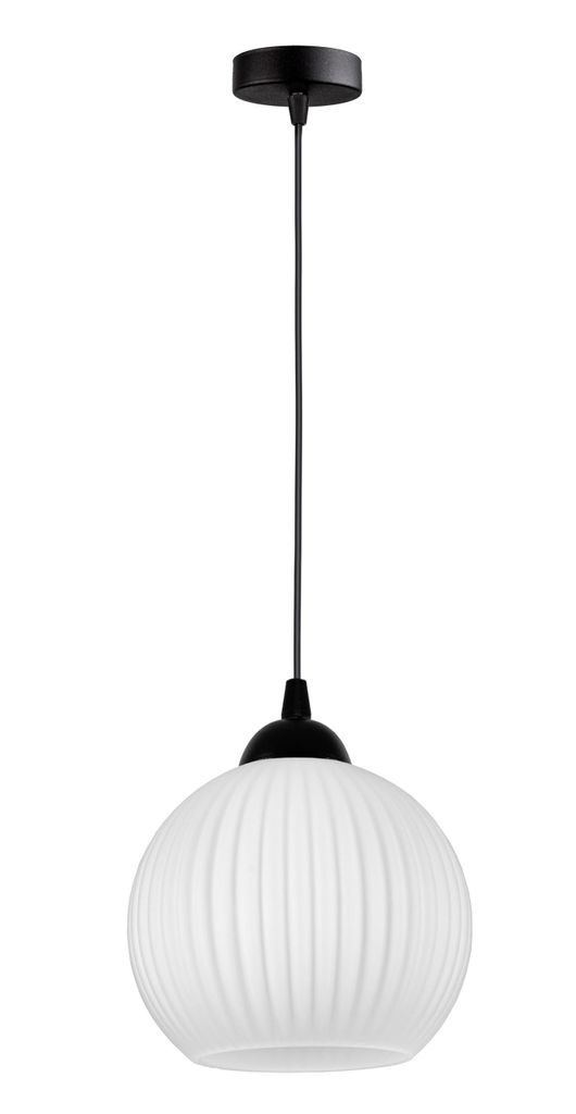 FKL DESIGN Hängelampe Hängeleuchte E27 Kugel aus Weiß Glas Serie N899 (Z1)