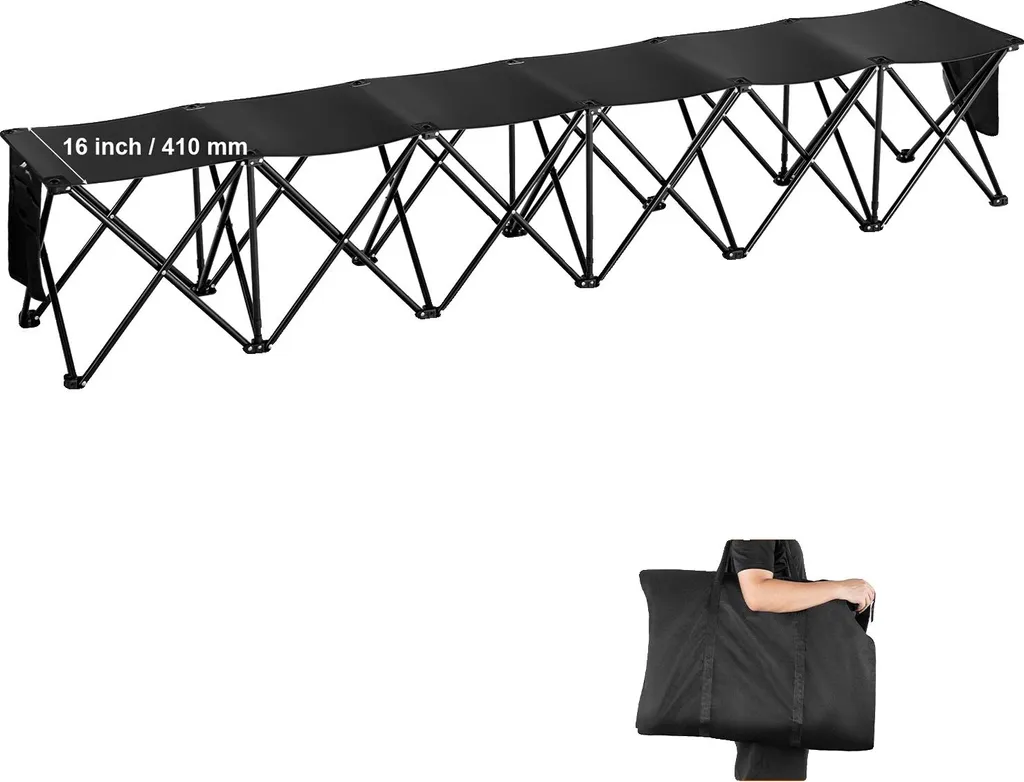 Banc pliant pour camping et pique-nique 8 places avec dossier souple