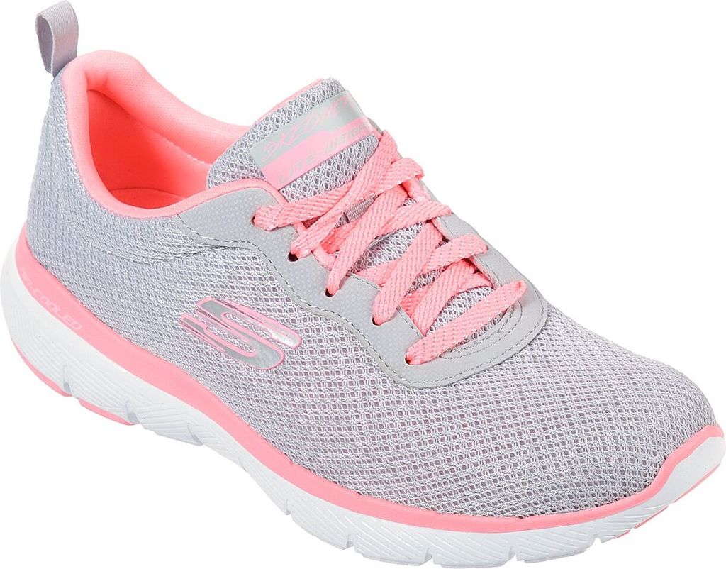 Skechers Flex Appeal 3.0 - First Insight Hellgrau / Hot Rosa Textil Größe: 35 Normal