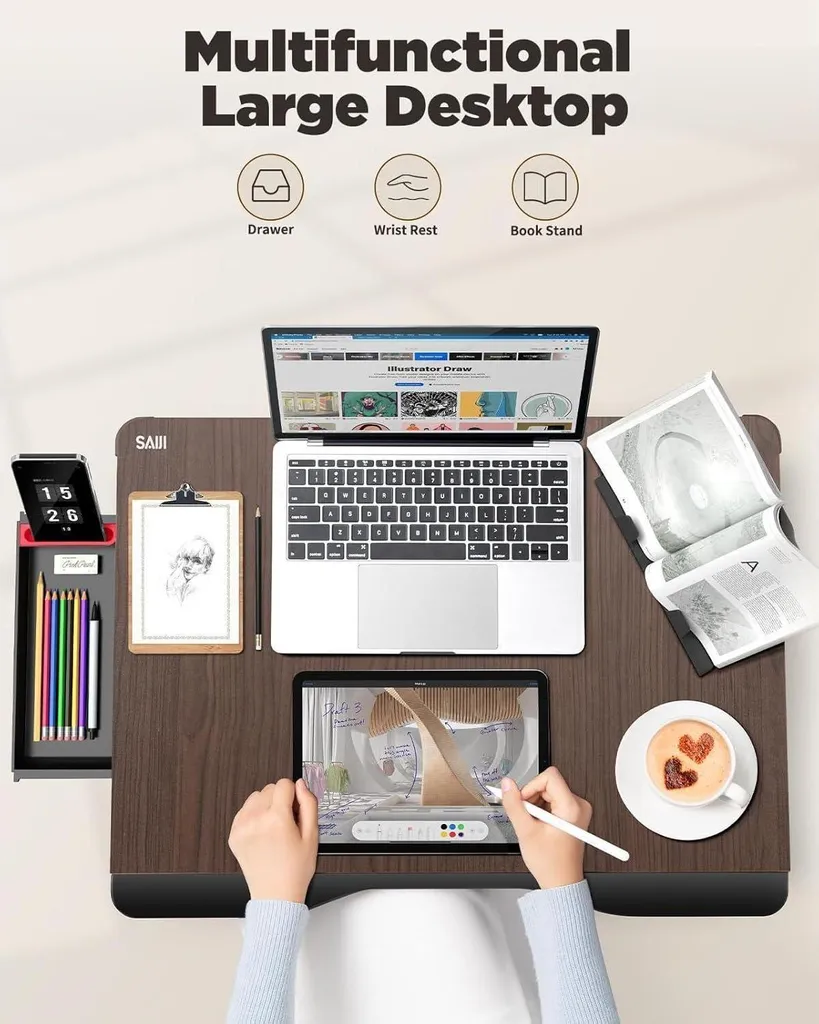 Support d'Ordinateur Portable XXL pour Lit et Canapé avec Repose-mains