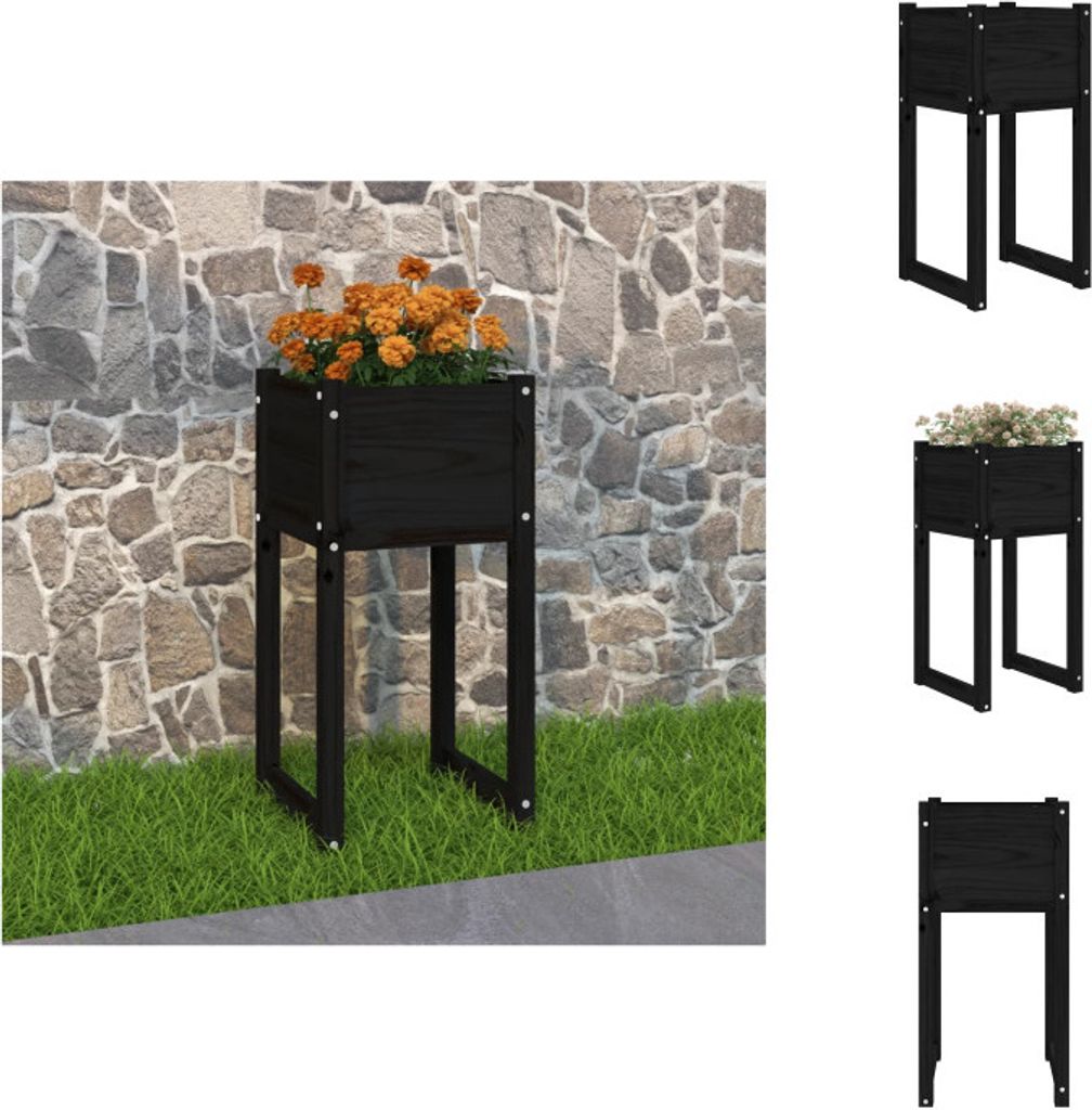 vidaXL Pflanzkübel Schwarz 40x40x81 cm Massivholz Kiefer - Blumentöpfe & Pflanzgefäße