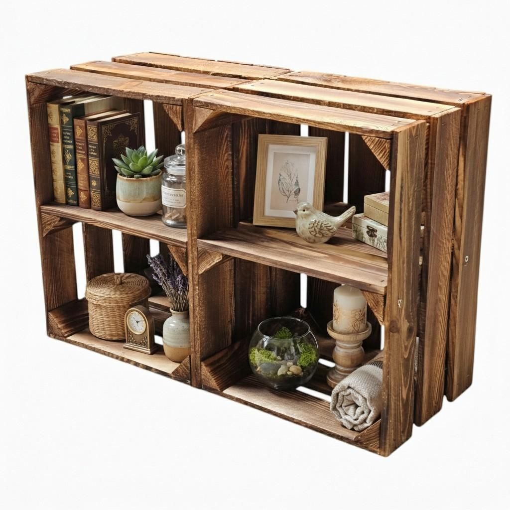 Dřevěná bedna s plameny 40x30x25cm - bedna na ovoce, Obrázek produktu 