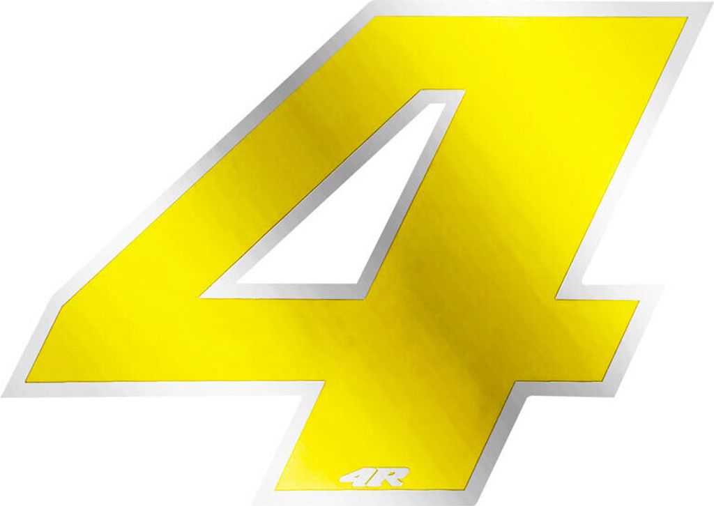 Autocollant numéro de course pour moto "4" jaune 27 x 37 mm Image du produit 