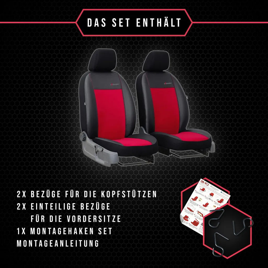 Coprisedili auto Coprisedili universali per Citroen Jumpy I Red 1+1 BUS - 8