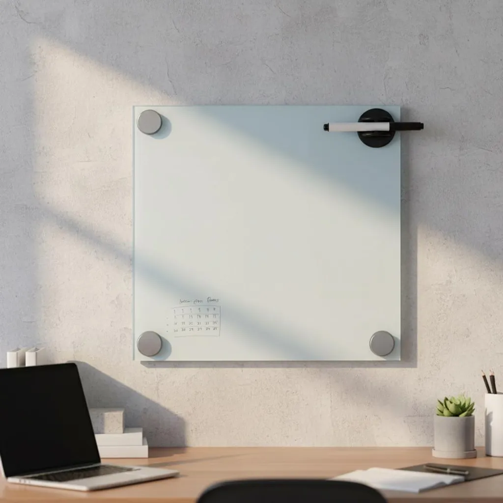 Lavagna Vetro Bianca 45x50 cm - Bacheca Magnetica Design per Casa