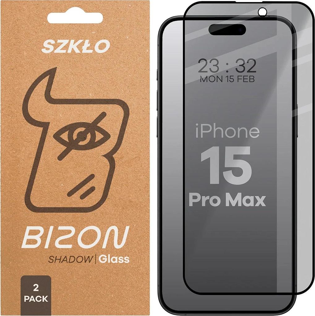 2x Gehärtetes Glas mit Privatschutzfilter für iPhone 15 Pro Produktbild 