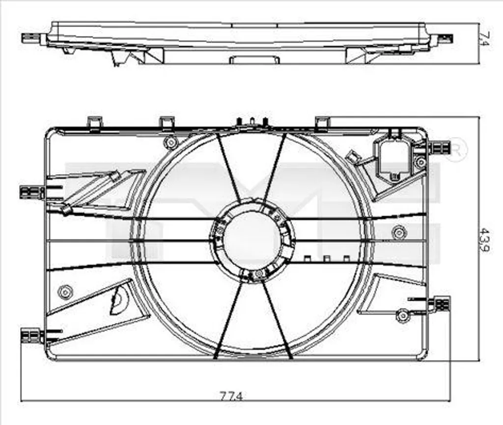 Support de ventilateur TYC 825-0017-1 OE 1314008 pour Opel Astra J