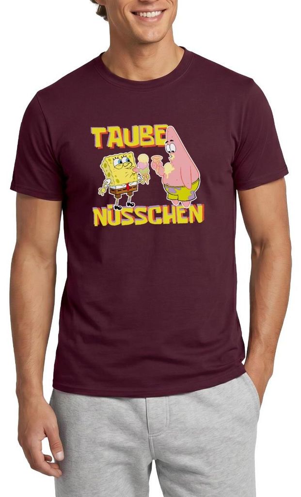Spreadshirt SpongeBob Schwammkopf Taube Nüsschen Patrick Eis Männer T-Shirt, S, Ziegelrot