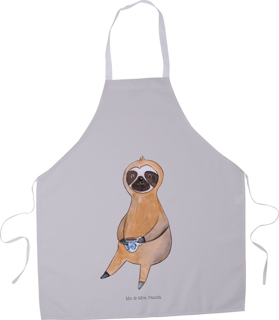 Mr. & Mrs. Panda Grillschürze Faultier Kaffee - Grau Pastell - Geschenk, Küchenschürze, Schürze, faul, Grillmeister, Servierschürze, Kellnersc...
