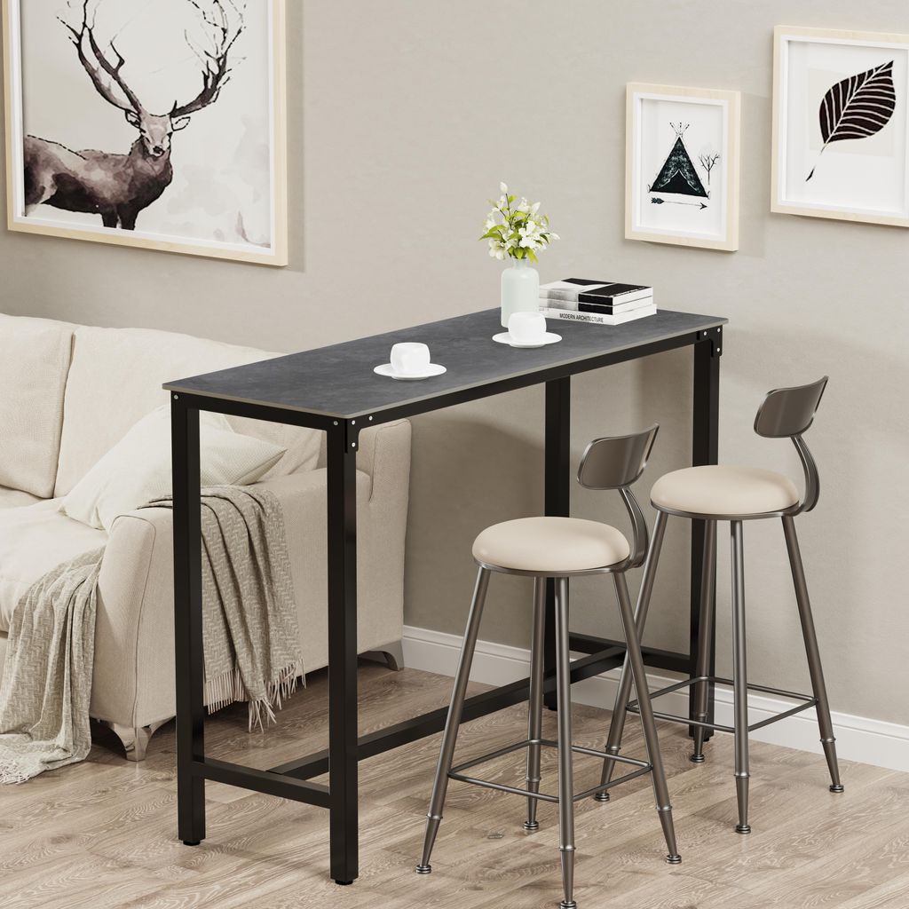 FATIVO Bartisch Küchentisch: Bistrotisch Marmor Stehtisch Küche, Küchentisch Rechteckig Schmal für Küchen Wohnzimmer Esszimmer 120x40x105cm, S...