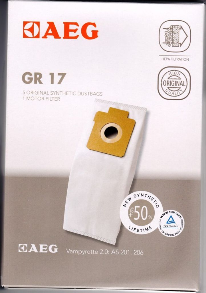 AEG Electrolux 5 Staubsaugerbeutel Gr. 17 + 1 Motorfilter Produktbild 