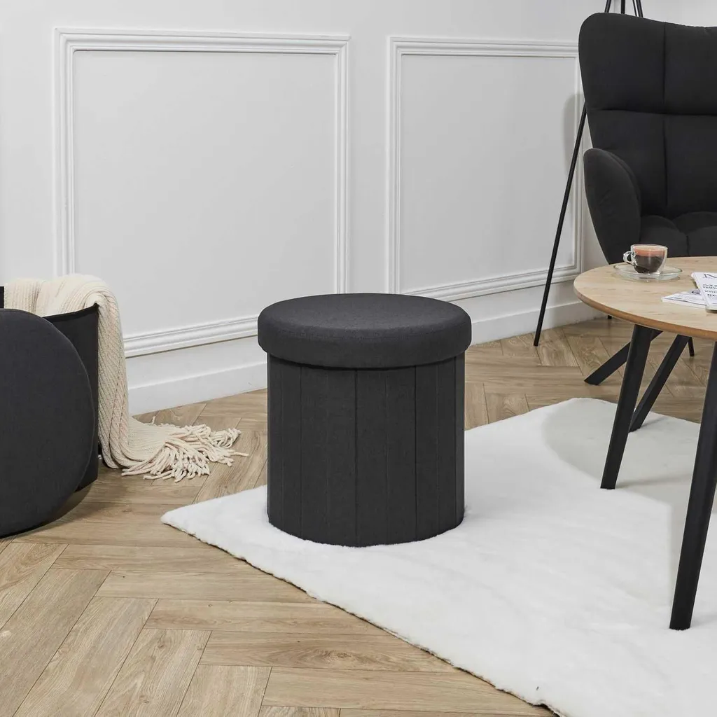 Pouf Noir d'Appoint - Solution pour Manque de Sièges dans le Séjour - 2