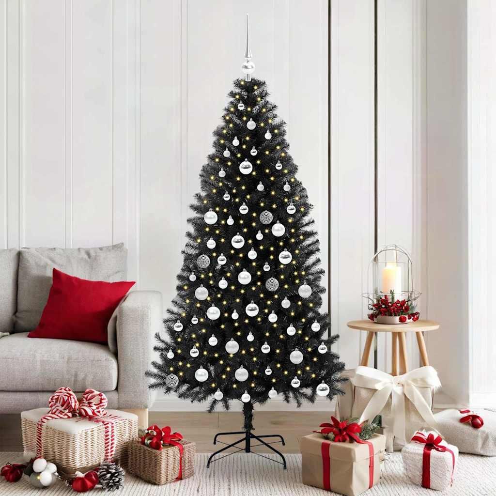 "Schlussverkauf" Weihnachtsbaum(1 pc) - Kunstbaum/Tannenbaum - mit 300 LEDs mit Ständer Schwarz 180 cm PVC C7698