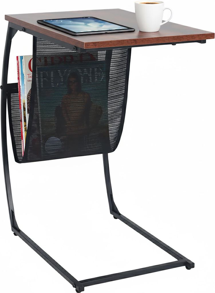 relaxdays Beistelltisch mit Zeitungsablage C-Form