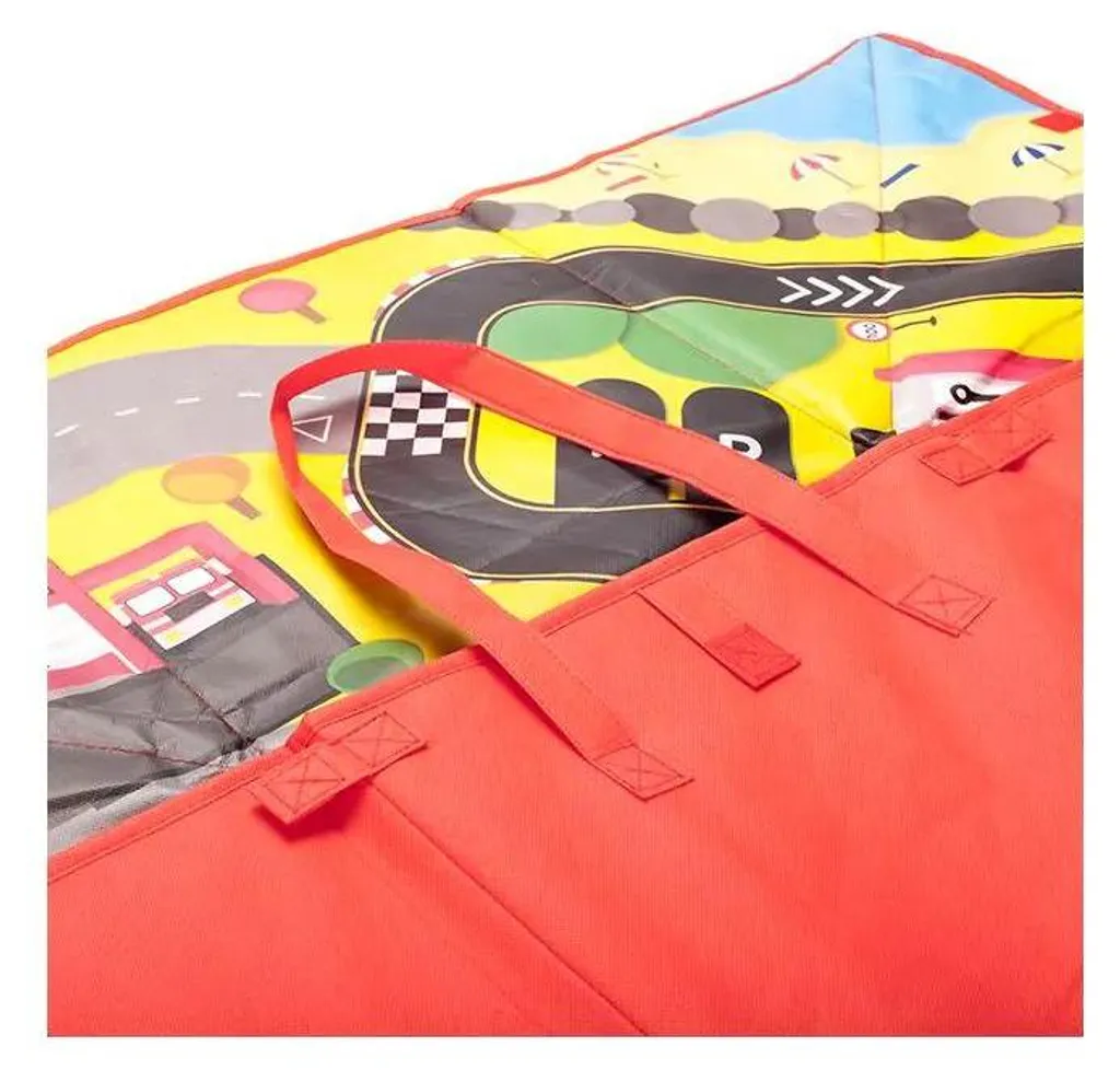 Tapis de jeu circuit de ville avec bac de rangement pliable pour enfants