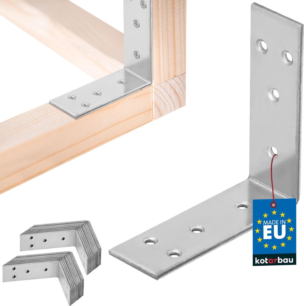 KOTARBAU 25 Stk. Winkelverbinder 60 x 60 x 20 mm verzinkter Stahl Silber Schwerlastwinkel Balkenverbinder Möbelwinkel Winkelblech Holzverbinder ...