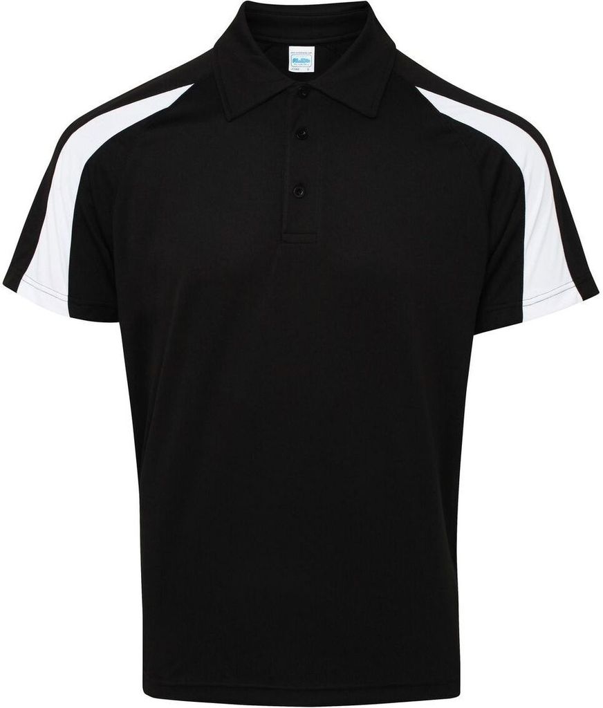 AWDis Just Cool Herren Kurzarm Polo Shirt mit Kontrast Panel RW3479 (XL) (Jet Schwarz/Arctic Weiß)