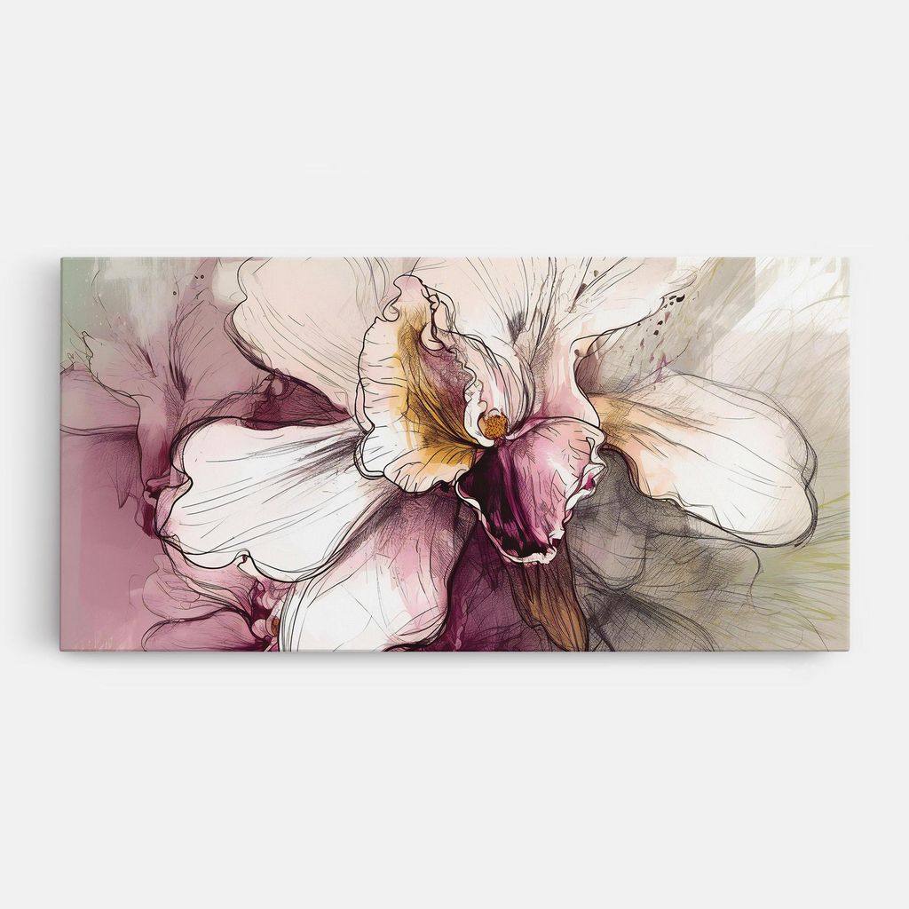ARTHUB Leinwandbild 60x120 cm, Painted Purple Orchid | Wohnzimmerdekoration, Hängende Bilder, Wanddekoration, Heimdekoration, Blumen, Orchideen