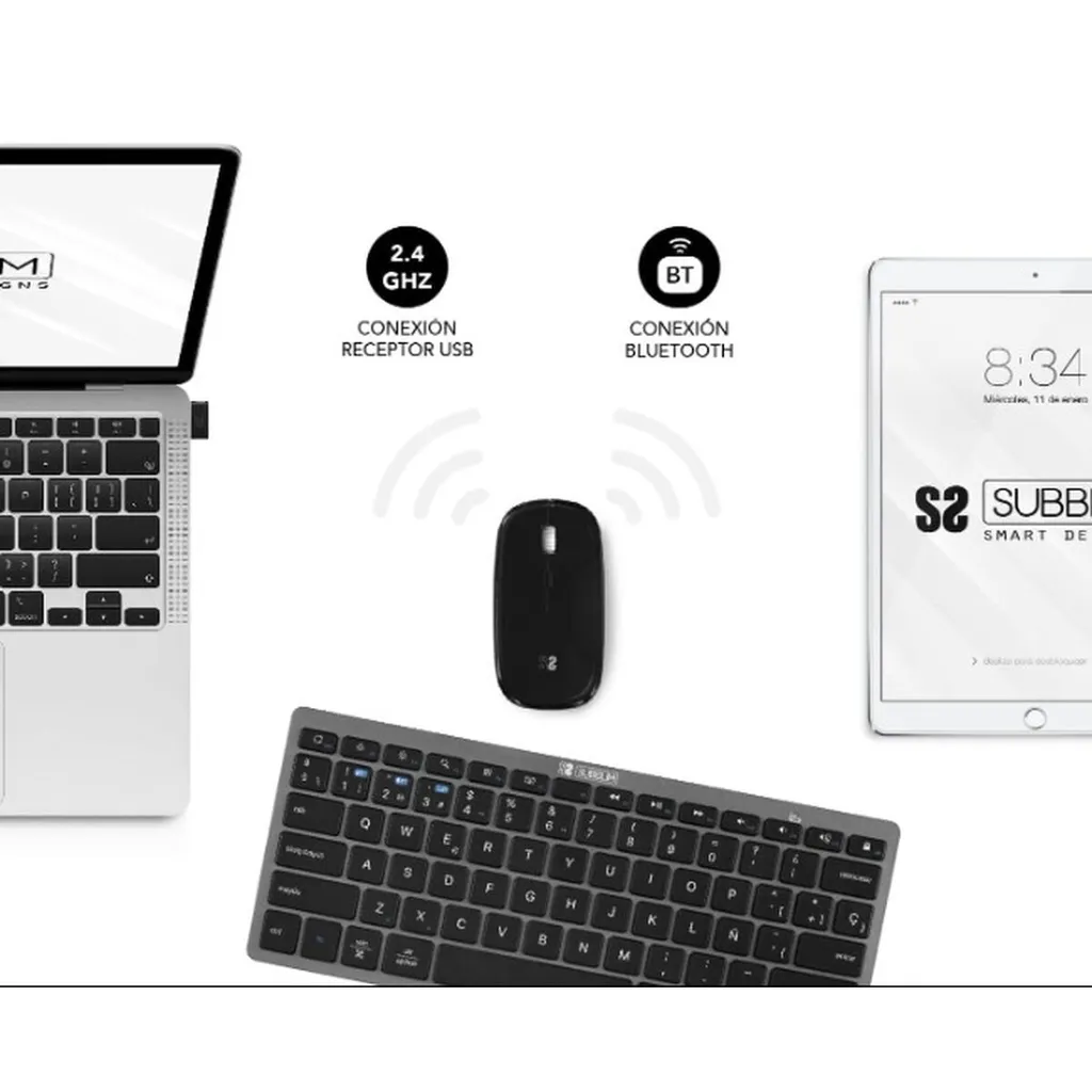 Dites adieu aux câbles : Combo Clavier Souris Subblim OCO020 Multi-Support - 3