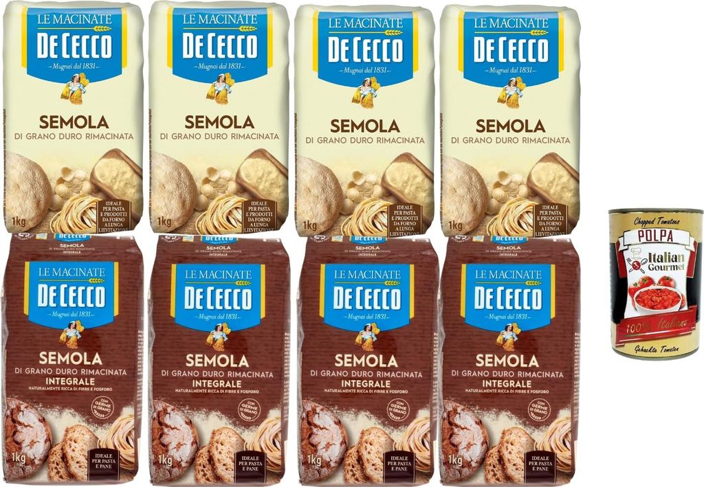 De Cecco Semola & Semola Integrale Rimacinata 8 x 1kg | Produktbild 