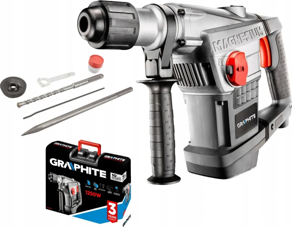 Marteau rotatif 1250W SDS Max force d'impact 10J GRAPHITE coffret - 12