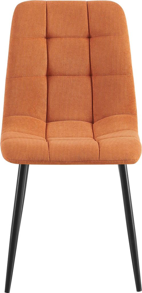 2er Set Esszimmerstuhl FANOR - Cord Orange 45x55x84 cm | Essstühle Esszimmerstühle Küchenstühle Wohnzimmerstühle