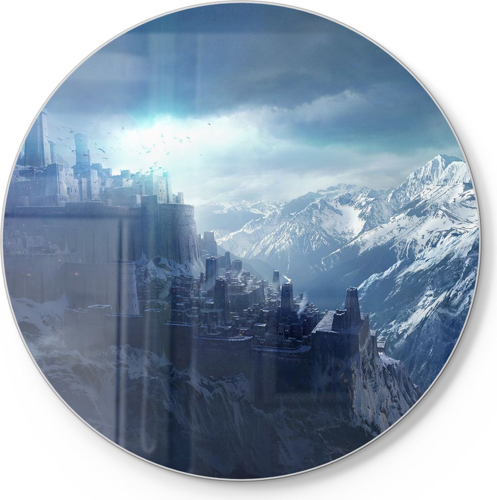 DEQORI Schneidebrett Glas Ø 30 cm 'Gipfel der Zukunft' Schneideplatte Servierplatte groß