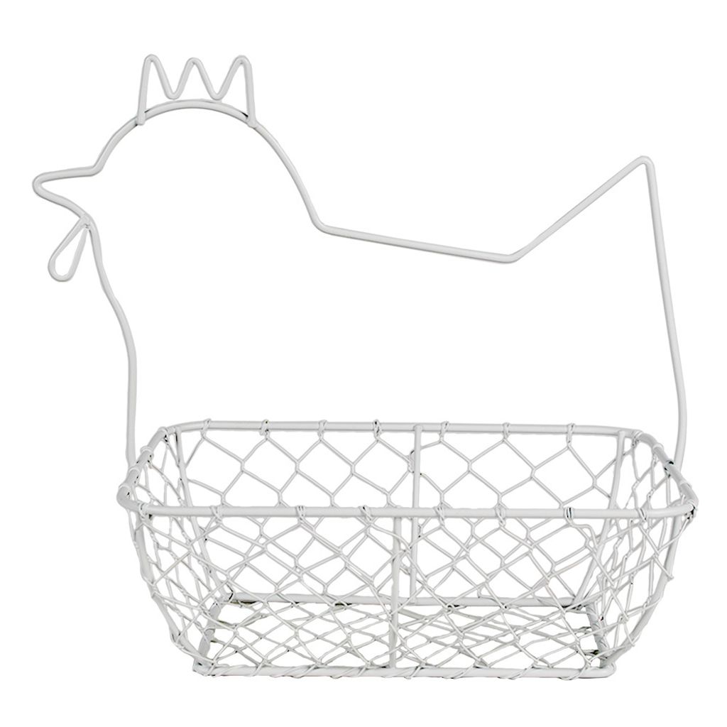 Clayre & Eef Eierkorb 27 cm Weiß Metall Huhn