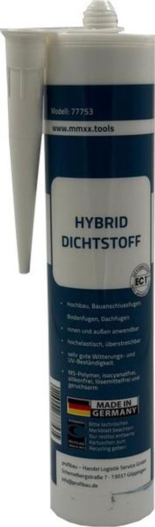 MMXX Hybrid Dichtstoff Weiß 300ml - MS-Polymer Fugendichtmasse für Fassade, Dach & Boden - Emissionsarm & UV-beständig
