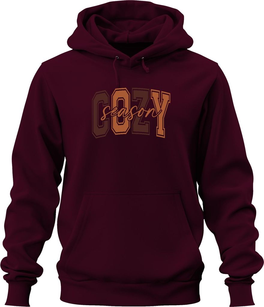 Cozy season Herbst gemütlich Hygge kuschelig Kaffee Kürbis laub Uni Hoodie Kapuzenpullover, Burgundy, S