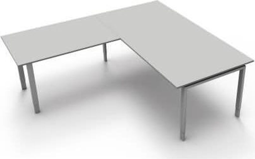 Kerkmann Schreibtisch Besprechungstisch 4170 Form 5 200x100x68-82 cm Vierfuß-Gestell höhenverstellbar mit Anbautisch Lichtgrau
