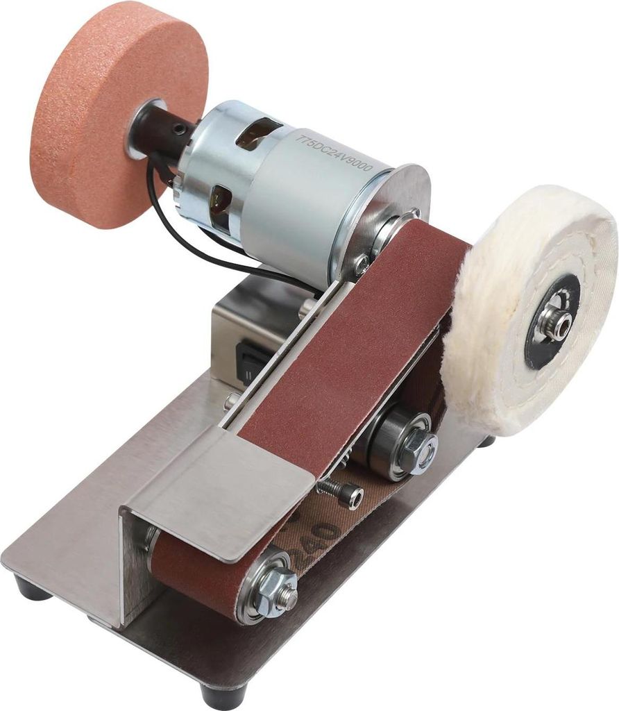 Elektrischer Bandschleifer - 775-Motor Messer-Schärfer/Polierer - 150 W - 7 Stufen - Band 30×330 mm - 4500–9000 U/min - Tischwinkel 1–45° - Rot
