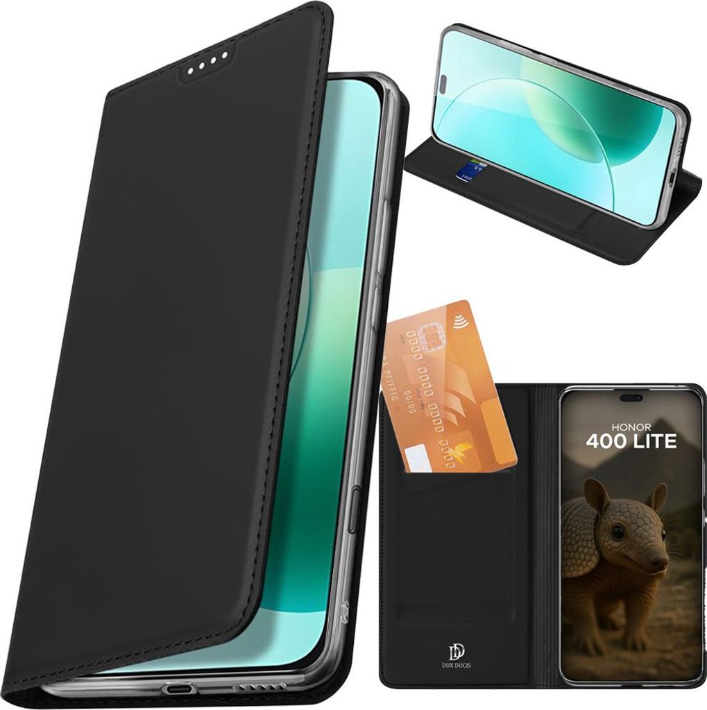 Handyhülle mit Klappe für Honor 400 Lite, Dux Ducis Skin Pro, Schwarz