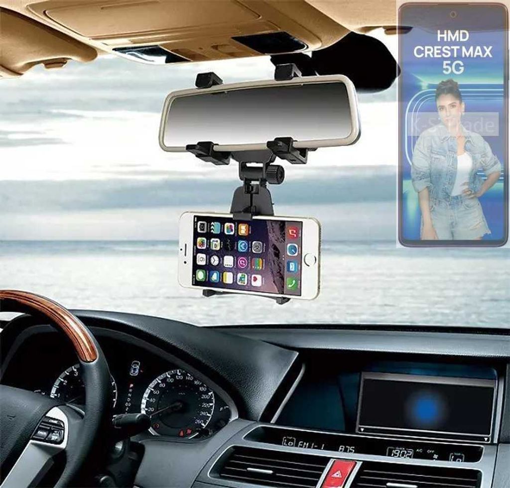 K-S-Trade Smartphone Halterung kompatibel mit HMD Crest Max 5G Rückspiegel Halterung schwarz Auto Halterung KFZ Halter