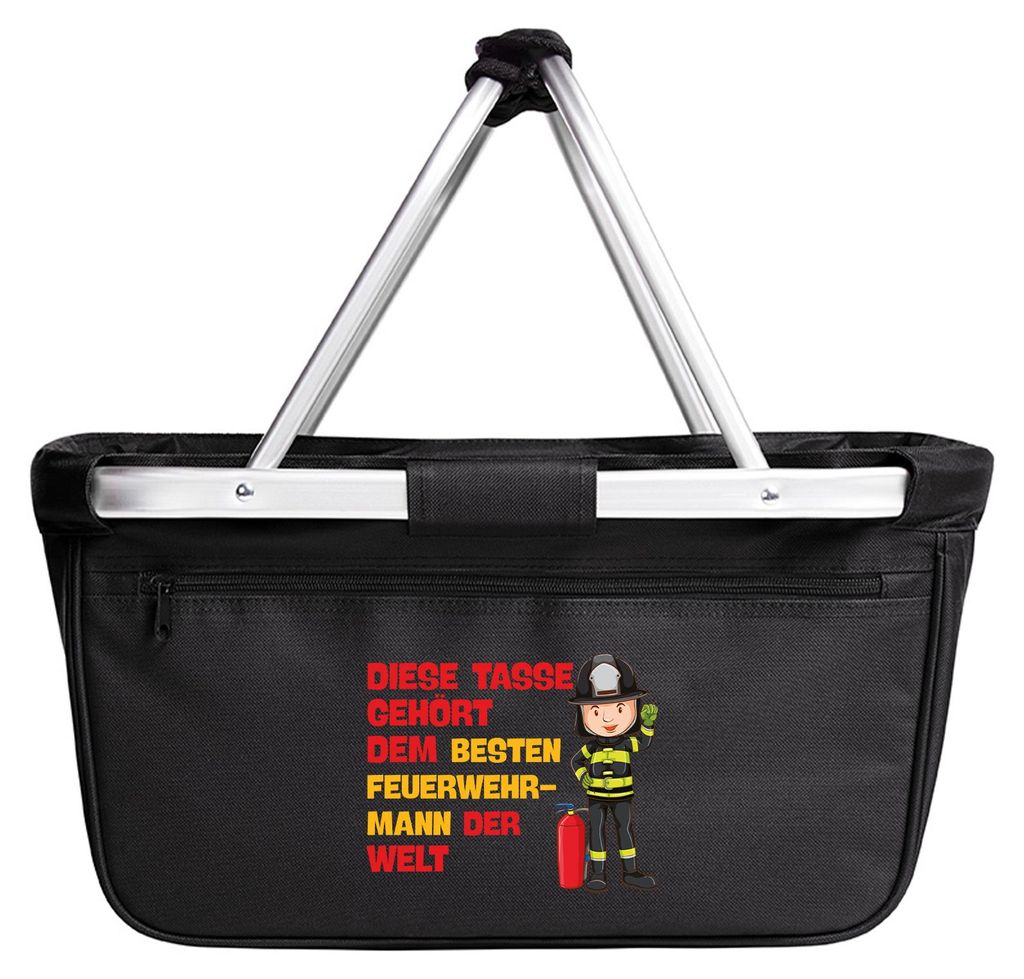 Huuraa Einkaufskorb Tasse gehört dem besten Feuerwehrmann der Welt 20 Liter Black faltbarer Tragekorb Geschenkidee