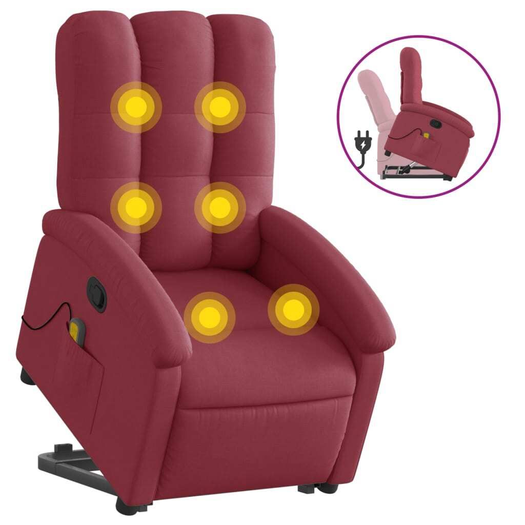 "2026 Aktion"Massagesessel - TV-Sessel - Einzelsofa elegantes Design - mit Aufstehhilfe Weinrot Stoff - 70x93x101cm - Couchsessel NeuMöbel488880
